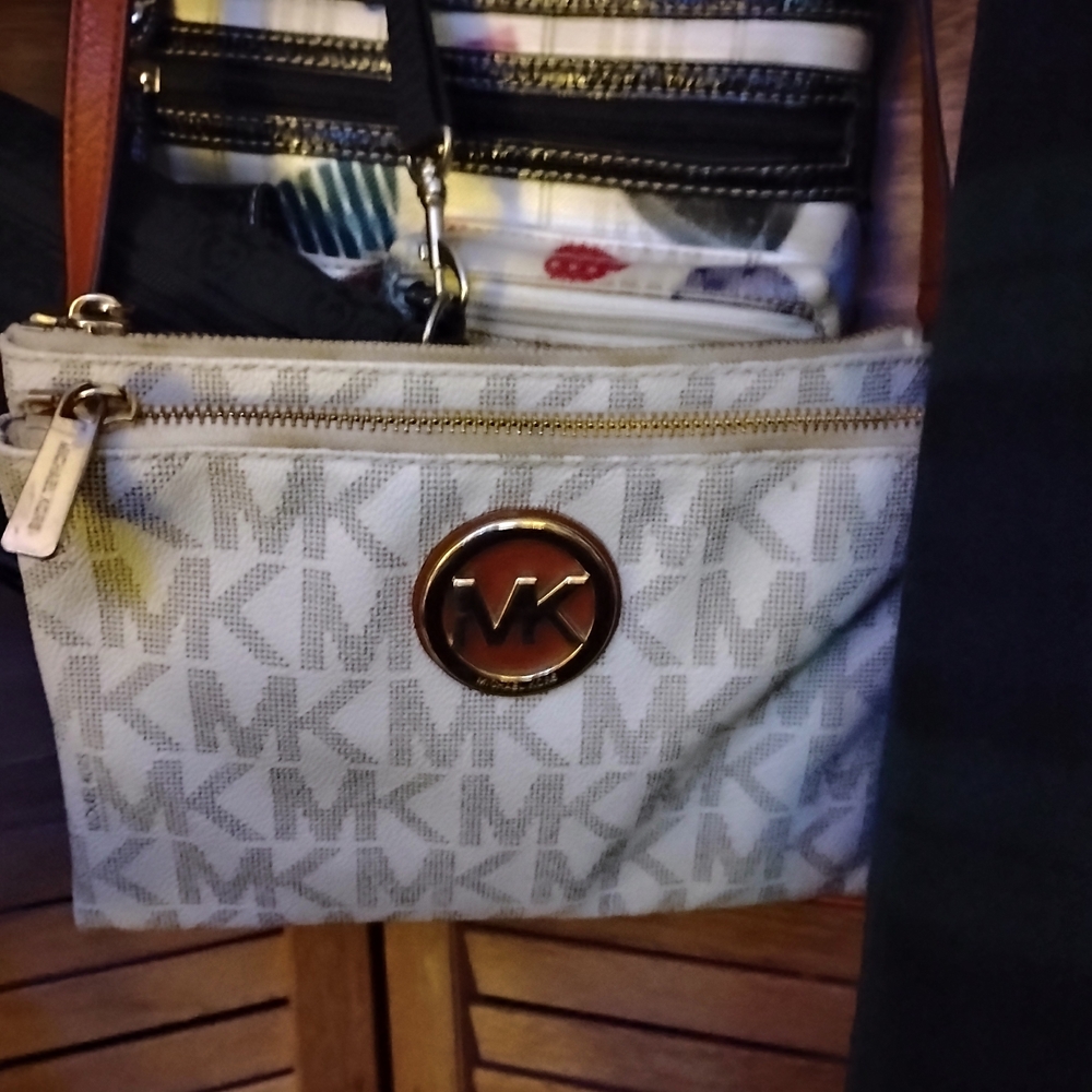 Michael Kors Gray and Brown Crossbody Bag